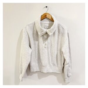 Abercrombie & Fitch Gray Quarter Button Cropped Sweatshirt M